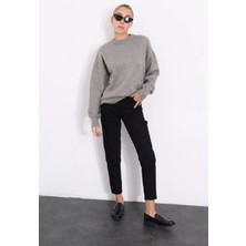 Kadın Mom Jeans Kot Pantolon Siyah