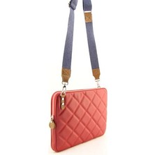 Unisex Kırmızı 13 & 14 Inç Çapraz Kolon Askılı Kapitone Laptop ve Tablet Kılıfı