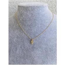 Zirkon Taşlı Altın Kaplama Ş Harf Kolye , Baş Harf Kolye