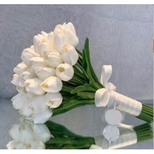 Qr Lucky Islak Lale Buket’i , Gelin Çiçeği , Nikah Çiçeği , 24 Adet Yaka Çiçeği Dahil 25 Adet