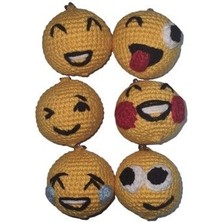 Sevimli Oyun Arkadaşı %100 Örgü El Yapımı Amigurumi Bebek Emoji Anahtarlık Seti 6 Parça