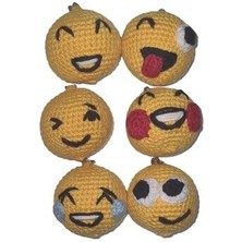 Sevimli Oyun Arkadaşı %100 Örgü El Yapımı Amigurumi Bebek Emoji Anahtarlık Seti 6 Parça