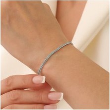 Rachel Silver 925 Ayar Gümüş Aquamarin Zirkon Taşlı Suyolu Bileklik