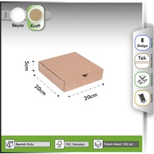 Oğuz Ambalaj E-Ticaret Kutusu Kraft 20X20X5 cm - 100 Adet