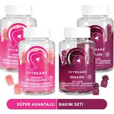 Ivybears Biotin - Saç Tırnak - Kolajen Hyaluronik Asit - Çiğnenebilir Vitamin Gummy Set 240 Adet - 120 Günlük