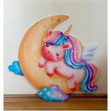 Okart Tasarım Ay Içinde Unicorn Masaönü Ayaklı Pano