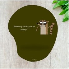 Bilek Destekli Regular Show Rigby Ergonomik Kaymaz Taban Mousepad Ev, Ofis, Oyun