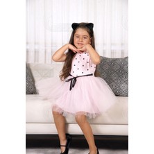 Kız Bebek Çocuk Kabarık Tütü Elbise Puantiyeli Kısa Kol Esnek Likralı