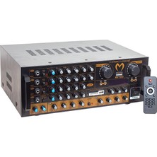 MAGICVOICE MV-1232 2*80W USB/SD BT UK-BALANS 4 MİK GİRİŞ-4 HOP ÇIKIŞLI STEREO TRAFOSUZ MIXER KÜP ANFİ