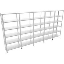 Rafistan 6 Katlı Galvaniz Çelik Raf 43x465x150 cm - Depo, Arşiv, Kiler, Dosya, Market Rafı