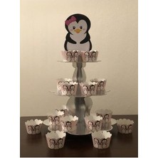 Okart Tasarım Penguen Cupcake Standı ve Cupcake Sargısı 10 Adet