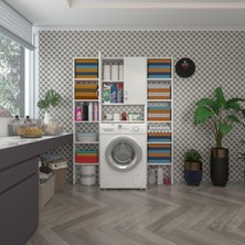 Kenzlife  Çamaşır Makinesi Dolabı Veronikamaksduble Byz 180*126*20 Banyo Arkalıksız Raflı