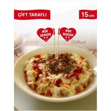 Home 15 Cm, 100 Adet - Aşk Sensin Kalp Model Bayrak Kürdan