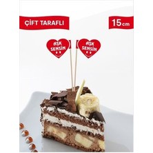 Home 15 Cm, 100 Adet - Aşk Sensin Kalp Model Bayrak Kürdan