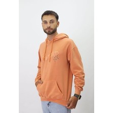 Eskitme Desenli Unisex Hoodie Sweatshirt