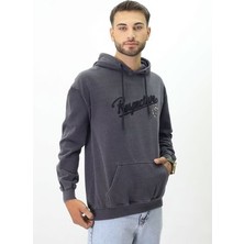 Eskitme Desenli Unisex Hoodie Sweatshirt