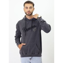 Eskitme Desenli Unisex Hoodie Sweatshirt