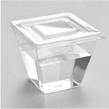 200 cc 12 Adet Kapaklı Kübik Kase Pratik Plastik Kase Salata, Meze, Tatlı, Magnolya Kasesi