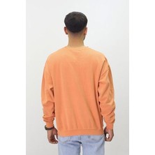 Eskitme Desenli Unisex Sıfır Yaka Sweatshirt