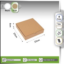 Oğuz Ambalaj E-Ticaret Kutusu Kraft 25X25X6 cm -50 Adet