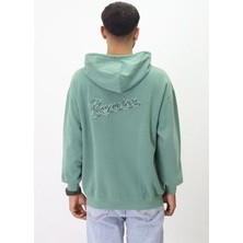 Eskitme Desenli Unisex Fermuarlı Kapüşonlu Sweatshirt