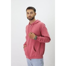 Eskitme Desenli Unisex Fermuarlı Kapüşonlu Sweatshirt