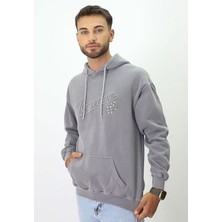 Eskitme Desenli Unisex Hoodie Sweatshirt