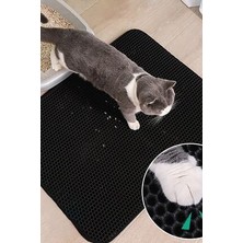 60X40 Büyük Pati Temizleme Kedi Paspası, Elekli Kedi Kumu Tuvalet Önü Paspası-Gri