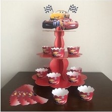 Cars (Arabalar) Cupcake Standı ve 10 Adet Cupcake Sargısı