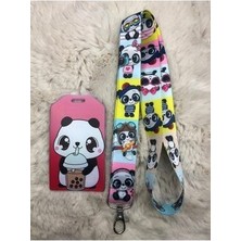 Sevimli Panda Boyun Askısı ve Kartlık Set