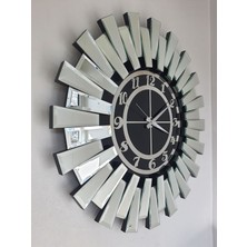 Ayna Denizi Güneş Twins Argent Black Model Gümüş Siyah Renk 70 Cm Dekoratif Aynalı Duvar Saati