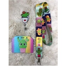 Kaktüs Boyun Askısı Yoyo ve Yan Kartlık Set
