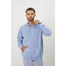 Eskitme Desenli Unisex Fermuarlı Kapüşonlu Sweatshirt