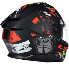 Stream 2 Angry Monkey Kapalı Motosiklet Kaskı Kırmızı - Mat Siyah