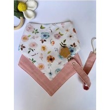 Müslin % 100 Organik Bebek Önlük (Yakalık)Ahşap Klipsli Emzik Askısı 3' Lü Set