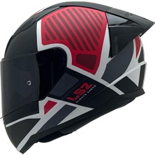 Rapıd 2 Grıd Mat Beyaz-Kırmızı Kask Siyah Cam+Spoiler