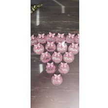 Pleksi Pembe Kelebek Gümüş Yazılı Magnet 20 Adet