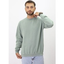 Eskitme Desenli Unisex Sıfır Yaka Sweatshirt