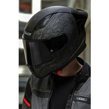 LS2 Rapıd 2 Race Crypt Mat Siyah Kask Mikrometrik Çene Bağlantısı ile Polikarbonat Malzeme