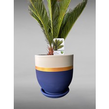 Violet Decor Çömlek Saksı Tabaklı Takım Y:24 cm-Ç:24 cm