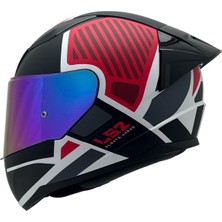 Rapıd 2 Grıd Mat Beyaz-Kırmızı Kask Gökkuşağı Cam+Spoiler