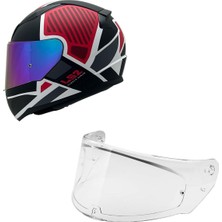 Rapıd 2 Grıd Mat Beyaz-Kırmızı Kask Gökkuşağı Cam