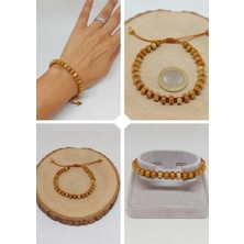 Yaşam Tohumu Akik Taşı Rondela Kesim Makrome Tasarım  Bileklik (49352)