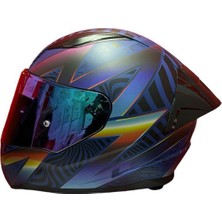 Rapıd 2 Race Optık Mat Mavi-Mor Kask++Spoiler-Set