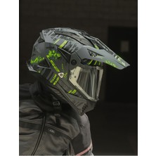 LS2 Pıoner 2 Crazy Mat Siyah-Gri-Neon Sarı Kask