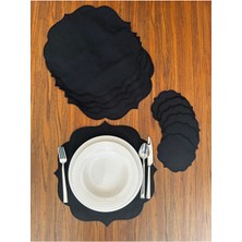 Tekno Trust Siyah Nakışlı 12 Parça Set Amerikan Servis ve Kokteyl Sunum Peçetesi