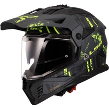 Pıoner 2 Crazy Mat Siyah-Gri-Neon Sarı Kask