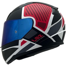 LS2 Rapıd 2 Grıd Mat Beyaz-Kırmızı Kask Mavi Cam
