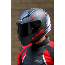 Rapid 2 Takaroa Mat Siyah-Kırmızı Kask Siyah Vizörlü