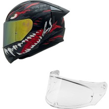 Rapıd 2 Race Kaıju Mat Siyah-Kırmızı-Beyaz Kask+Spoiler